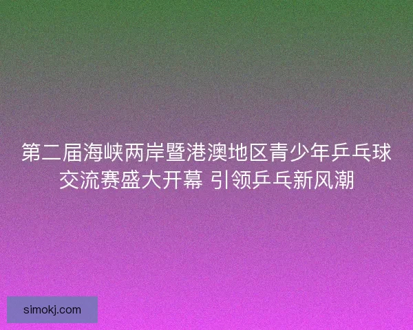 第二届海峡两岸暨港澳地区青少年乒乓球交流赛盛大开幕 引领乒乓新风潮