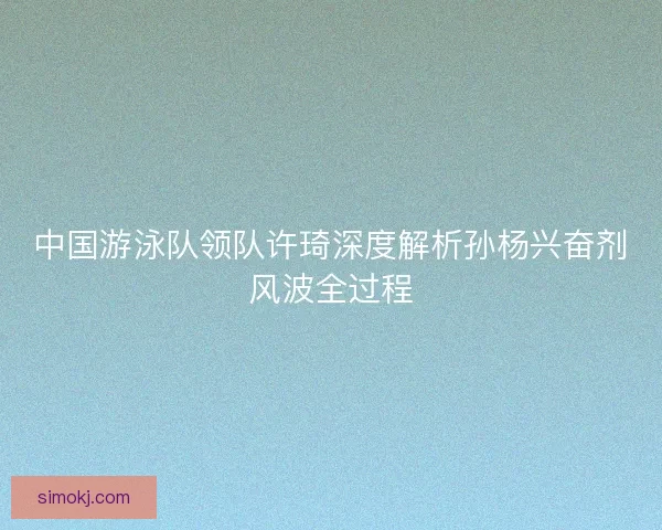 中国游泳队领队许琦深度解析孙杨兴奋剂风波全过程